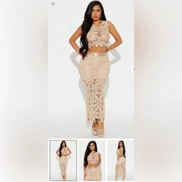 Lily Crochet Skirt Set - Cream - Picture 2 of 3